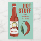 Étiquette Pour Bocaux HOT STUFF Spicy Hot Sauce Jalapeños Chiles (Étiquettes simples)