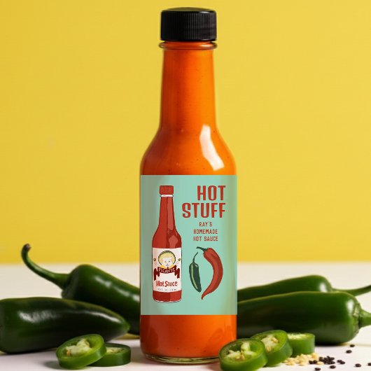Étiquette Pour Bocaux HOT STUFF Spicy Hot Sauce Jalapeños Chiles