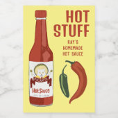 Étiquette Pour Bocaux HOT STUFF Spicy Hot Sauce Jalapeños Chiles (Étiquettes simples)