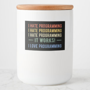 Étiquette Pour Bocaux I Hate Programmation - Drôle Programmeur I