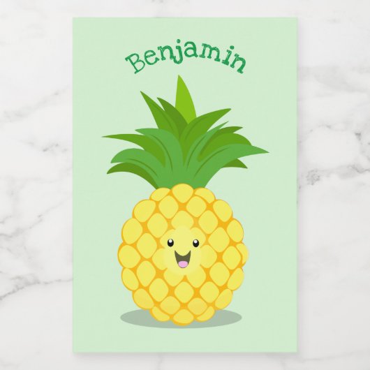Étiquette Pour Bocaux Illustration d'ananas mignon (Étiquettes simples)