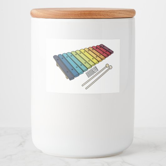 Étiquette Pour Bocaux Illustration de bande dessinée en Xylophone (Devant)
