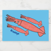 Étiquette Pour Bocaux Illustration de calamar rose (Étiquettes simples)