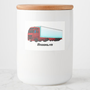 Étiquette Pour Bocaux Illustration de camion remorque rouge