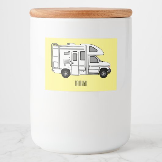 Étiquette Pour Bocaux Illustration de caravane de camping-car en dessin  (Devant)