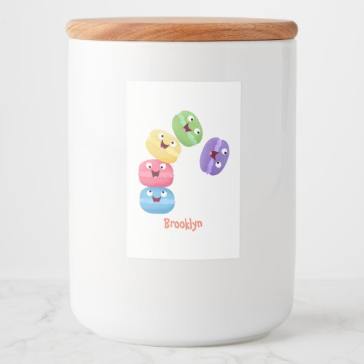 Étiquette Pour Bocaux Illustration de caricature de macarons marrant mig (Devant)