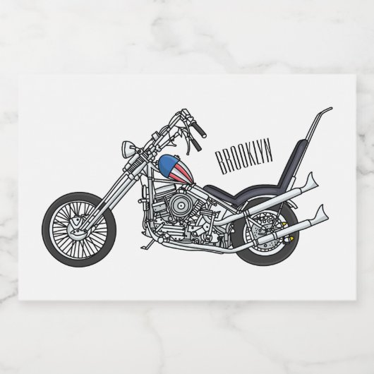 Étiquette Pour Bocaux Illustration de Chopper Motorcycle 1950 (Étiquettes simples)