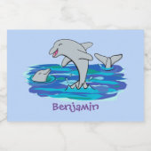 Étiquette Pour Bocaux Illustration de dauphins heureux adorables (Étiquettes simples)