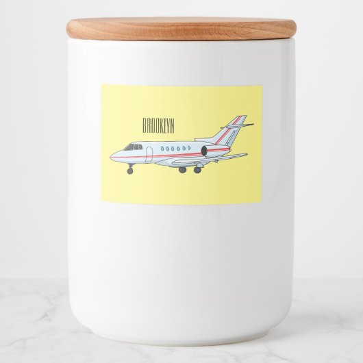 Étiquette Pour Bocaux Illustration de dessin animé d'avion privé (Devant)