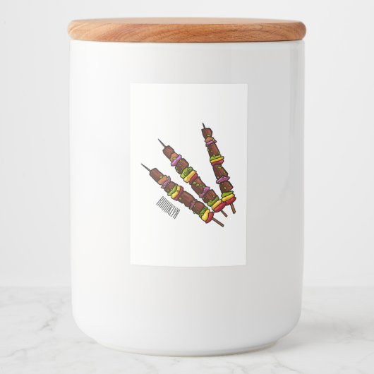 Étiquette Pour Bocaux Illustration de dessin animé Kebab ou kabob (Devant)