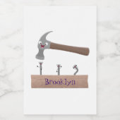 Étiquette Pour Bocaux Illustration de dessin mignon, marteau et ongles (Étiquettes simples)