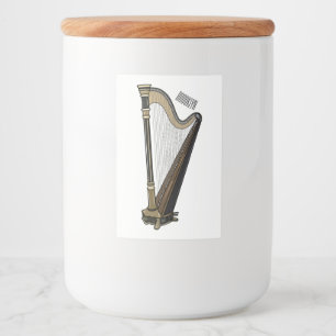 Étiquette Pour Bocaux Illustration de harpe de dessin animé