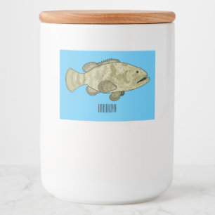 Étiquette Pour Bocaux Illustration de la caricature du poisson de mérou