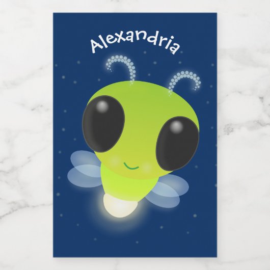 Étiquette Pour Bocaux Illustration de la luciole vert mou (Étiquettes simples)