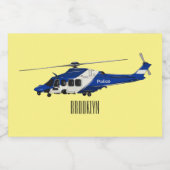 Étiquette Pour Bocaux Illustration de l'hélicoptère de police (Étiquettes simples)