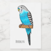 Étiquette Pour Bocaux Illustration de l'oiseau bleu budgerigar (Étiquettes simples)