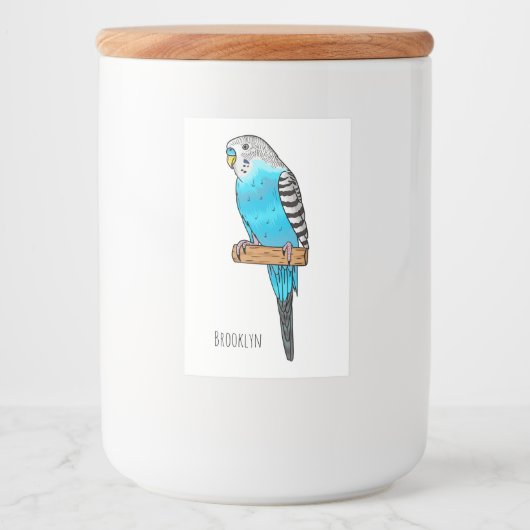 Étiquette Pour Bocaux Illustration de l'oiseau bleu budgerigar (Devant)