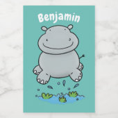 Étiquette Pour Bocaux Illustration de saut en hippo mignon (Étiquettes simples)