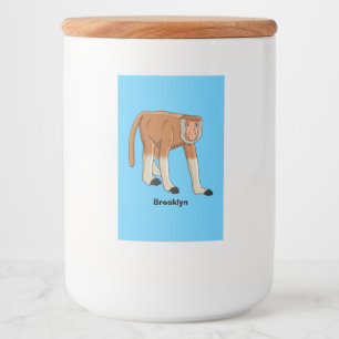 Étiquette Pour Bocaux Illustration de singe nasique drôle en style carto