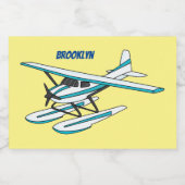 Étiquette Pour Bocaux Illustration d'hydravion bleu blanc (Étiquettes simples)