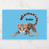 Étiquette Pour Bocaux Illustration d'ocelot mignon (Étiquettes simples)