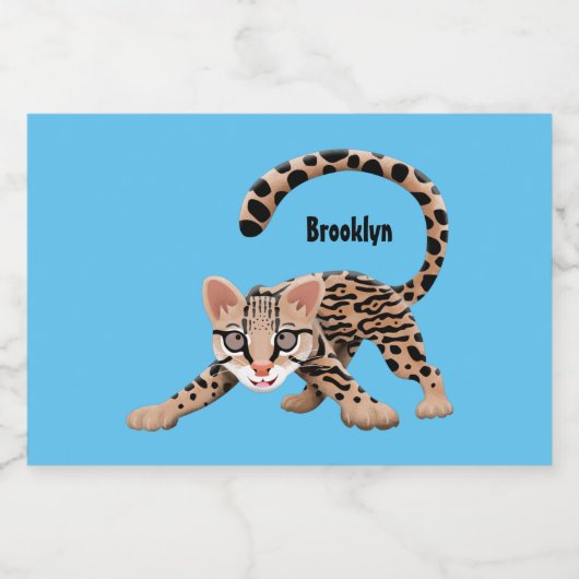 Étiquette Pour Bocaux Illustration d'ocelot mignon (Étiquettes simples)