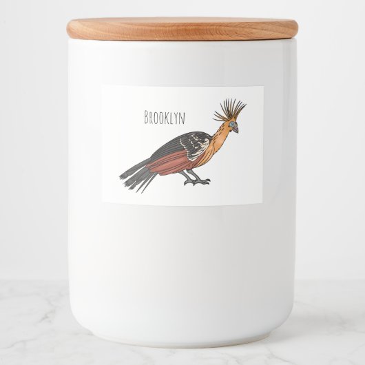 Étiquette Pour Bocaux Illustration d'oiseau Hoatzin (Devant)