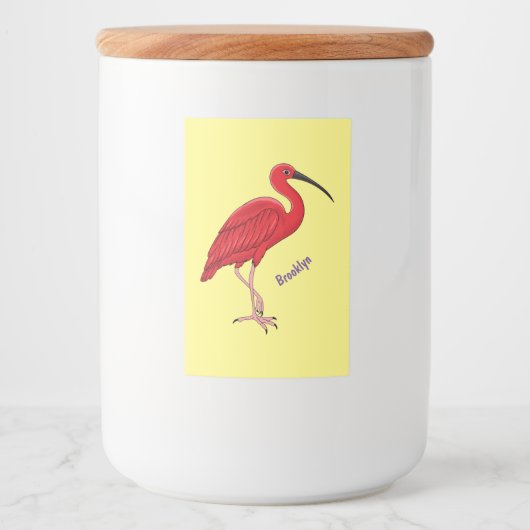 Étiquette Pour Bocaux Illustration d'oiseau Scarlet ibis (Devant)