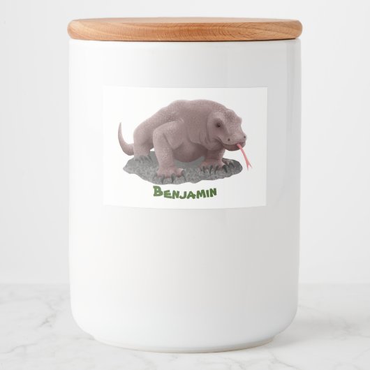 Étiquette Pour Bocaux Illustration du dragon de Komodo (Devant)