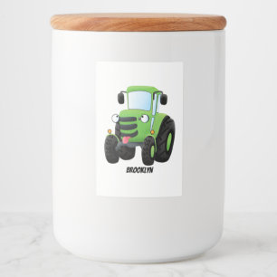 Étiquette Pour Bocaux Illustration du joli joyeux tracteur agricole vert
