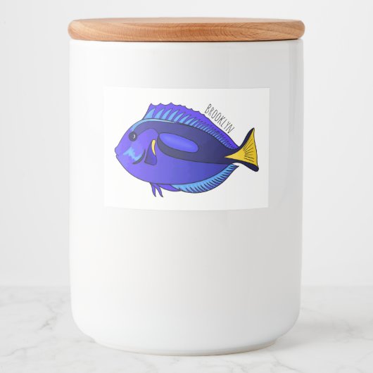 Étiquette Pour Bocaux Illustration du poisson de la cuve bleue (Devant)