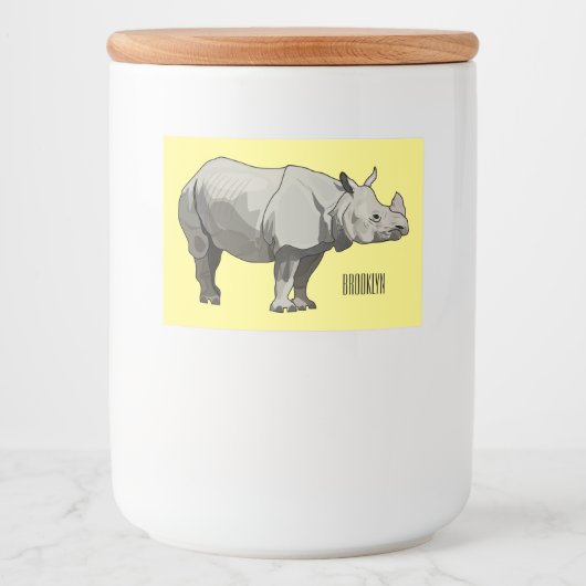 Étiquette Pour Bocaux Illustration du rhinocéros de Javan (Devant)