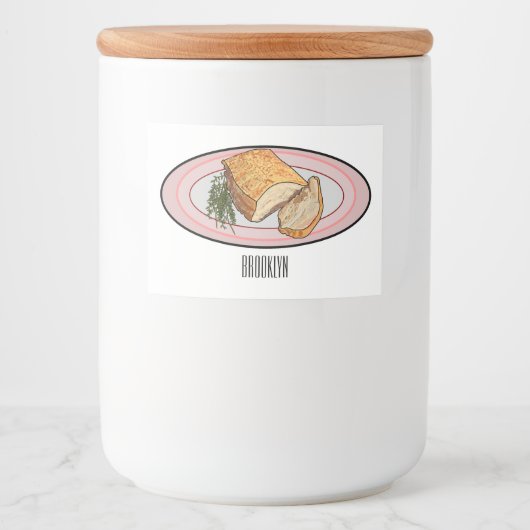 Étiquette Pour Bocaux Illustration du ventre de porc rôti (Devant)