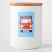 Étiquette Pour Bocaux Illustration d'un camion kawaii rouge mou (Devant)