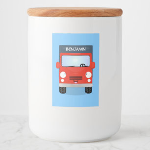 Étiquette Pour Bocaux Illustration d'un camion kawaii rouge mou