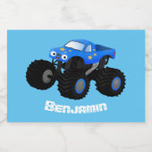 Étiquette Pour Bocaux Illustration d'un camion monstre bleu mou (Étiquettes simples)