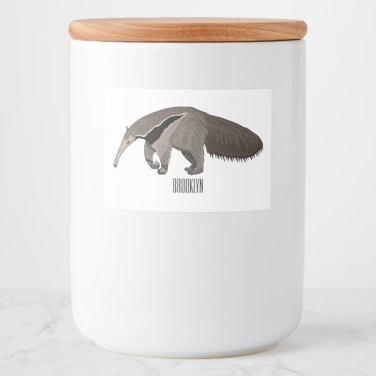 Étiquette Pour Bocaux Illustration d'un dessin animé d'Anteater (Devant)