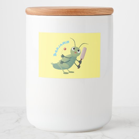 Étiquette Pour Bocaux Illustration d'un insecte du cricket vert mou (Devant)