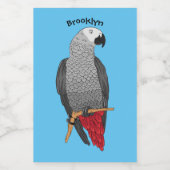 Étiquette Pour Bocaux Illustration d'un perroquet gris en Afrique (Étiquettes simples)