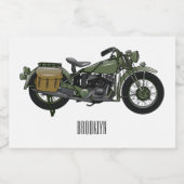Étiquette Pour Bocaux Illustration d'une moto de croiseur militaire (Étiquettes simples)