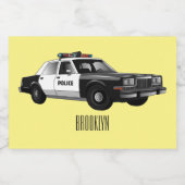 Étiquette Pour Bocaux Illustration d'une voiture de police (Étiquettes simples)