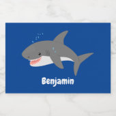 Étiquette Pour Bocaux Illustration joyeuse du grand requin blanc (Étiquettes simples)