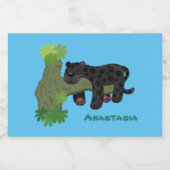 Étiquette Pour Bocaux Image de dessin animé de chat en panthère noire ja (Étiquettes simples)