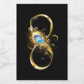 Étiquette Pour Bocaux Infinité avec plume de paon doré (Étiquettes simples)