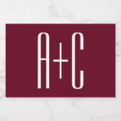 Étiquette Pour Bocaux Initiales de couples simples | Blanc et bordeaux (Étiquettes simples)
