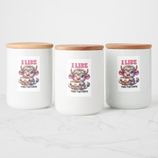 Étiquette Pour Bocaux J'aime le café plus que les gens (Bouteilles)