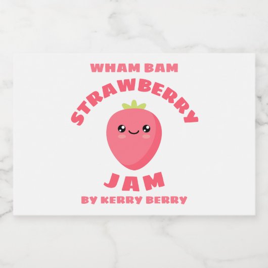 Étiquette Pour Bocaux Jam aux fraises Kawaii (Étiquettes simples)