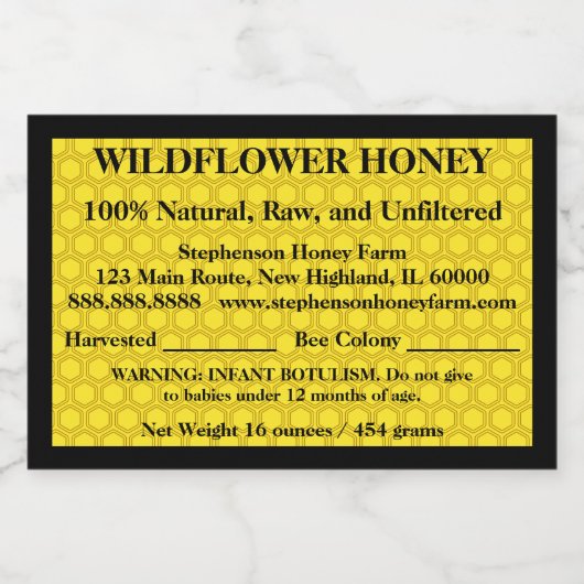 Étiquette Pour Bocaux Jar de miel descriptif (version 2) (Étiquettes simples)