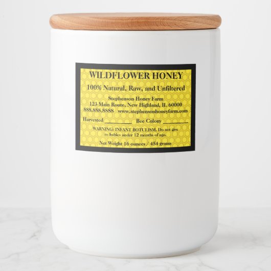 Étiquette Pour Bocaux Jar de miel descriptif (version 2) (Devant)