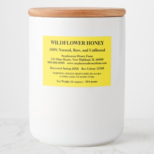 Étiquette Pour Bocaux Jar de miel descriptif (Version 7) (Devant)